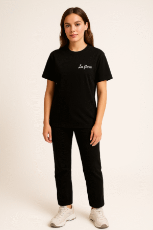 Black Embroidered T Shirt
