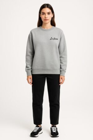 Blend Flower Grey Embroidered Sweatshirt