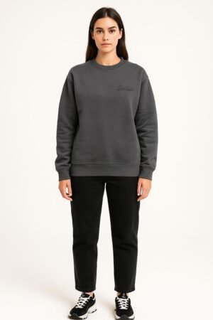 Dark Grey Embroidered Sweatshirt