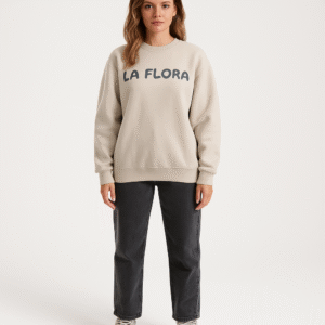 Khaki Cream Screen Print Sweatshirt