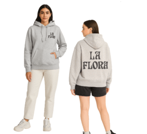 Flower Grey Oversized Puff Print Hoodie